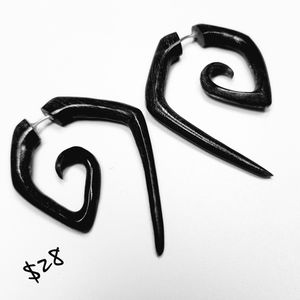 Carved Tribal Unisex Earrings Fake Gauges